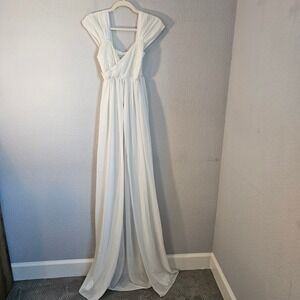 Nightgown white size medium romantic Greek wedding sexy chiffon open front skirt